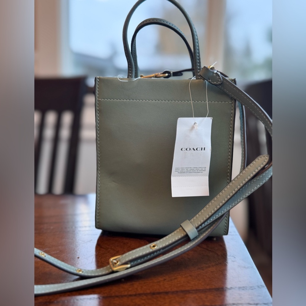 NWT Coach Mini Cashin Tote greenish blue